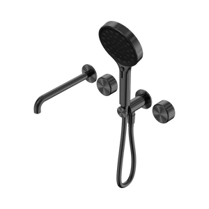 NERO SERENITY PROGRESSIVE SHOWER SYSTEM WITH SPOUT WITH METAL HANDLE AND SERENITY HAND SHOWER GUN METAL