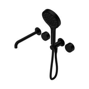 NERO SERENITY PROGRESSIVE SHOWER SYSTEM WITH SPOUT WITH METAL HANDLE AND SERENITY HAND SHOWER MATTE BLACK