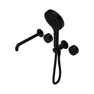 NERO SERENITY PROGRESSIVE SHOWER SYSTEM WITH SPOUT WITH METAL HANDLE AND SERENITY HAND SHOWER MATTE BLACK