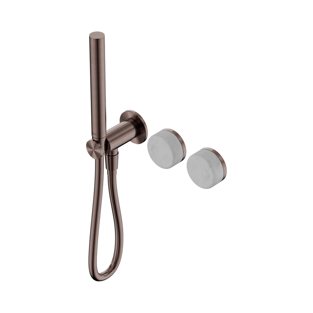 NERO SERENITY PROGRESSIVE SHOWER SYSTEM WITH CARRARA HANDLE AND SLIM SHOWER BRUSHED BRONZE