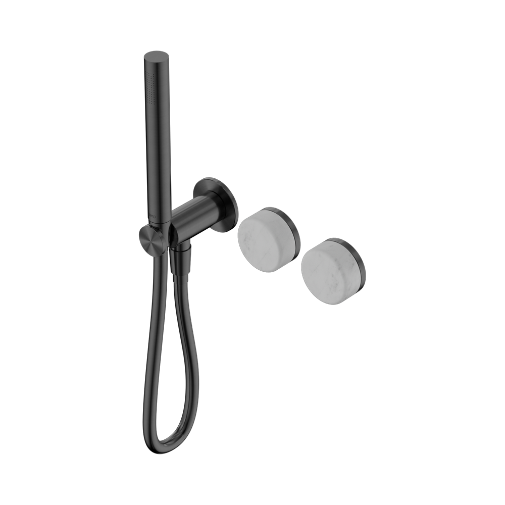 NERO SERENITY PROGRESSIVE SHOWER SYSTEM WITH CARRARA HANDLE AND SLIM SHOWER GUN METAL