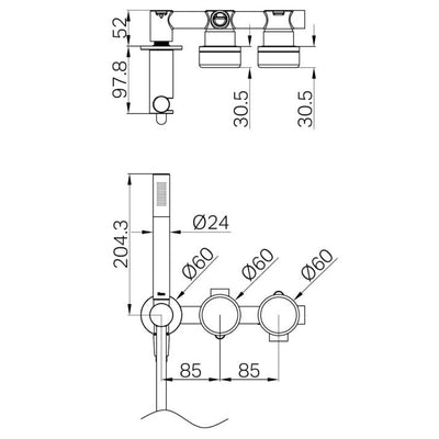 NERO SERENITY PROGRESSIVE SHOWER SYSTEM WITH VERDE ALPI HANDLE AND SLIM SHOWER GUN METAL