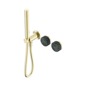 NERO SERENITY PROGRESSIVE SHOWER SYSTEM WITH VERDE ALPI HANDLE AND SLIM SHOWER BRUSHED GOLD