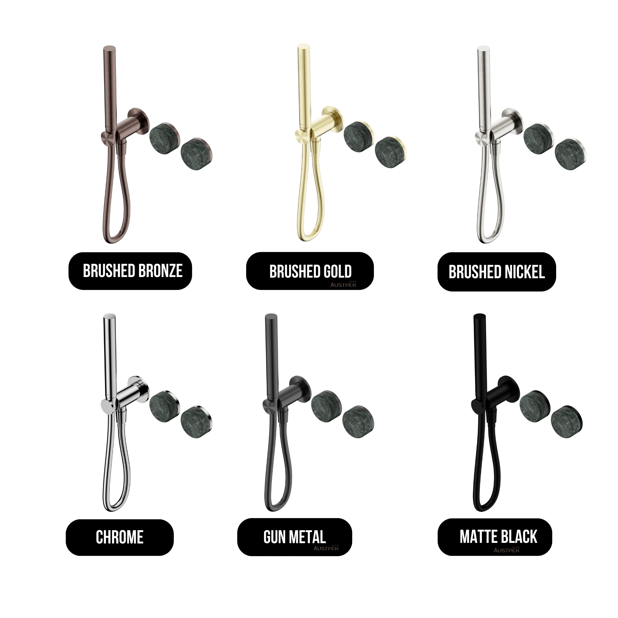 NERO SERENITY PROGRESSIVE SHOWER SYSTEM WITH VERDE ALPI HANDLE AND SLIM SHOWER CHROME