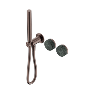 NERO SERENITY PROGRESSIVE SHOWER SYSTEM WITH VERDE ALPI HANDLE AND SLIM SHOWER BRUSHED BRONZE