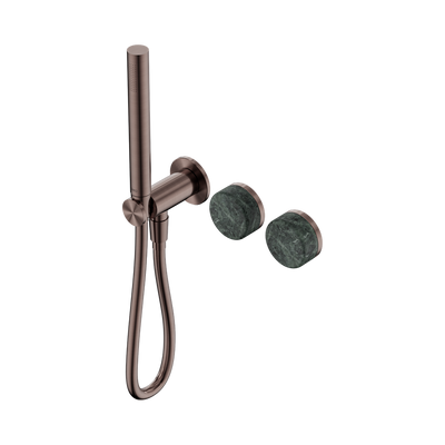 NERO SERENITY PROGRESSIVE SHOWER SYSTEM WITH VERDE ALPI HANDLE AND SLIM SHOWER BRUSHED BRONZE