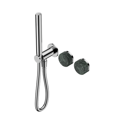 NERO SERENITY PROGRESSIVE SHOWER SYSTEM WITH VERDE ALPI HANDLE AND SLIM SHOWER CHROME
