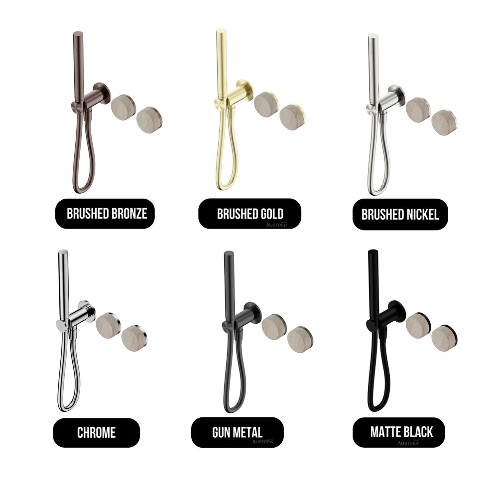 NERO SERENITY PROGRESSIVE SHOWER SYSTEM WITH ROME TRAVERTINE HANDLE AND SLIM SHOWER BRUSHED BRONZE