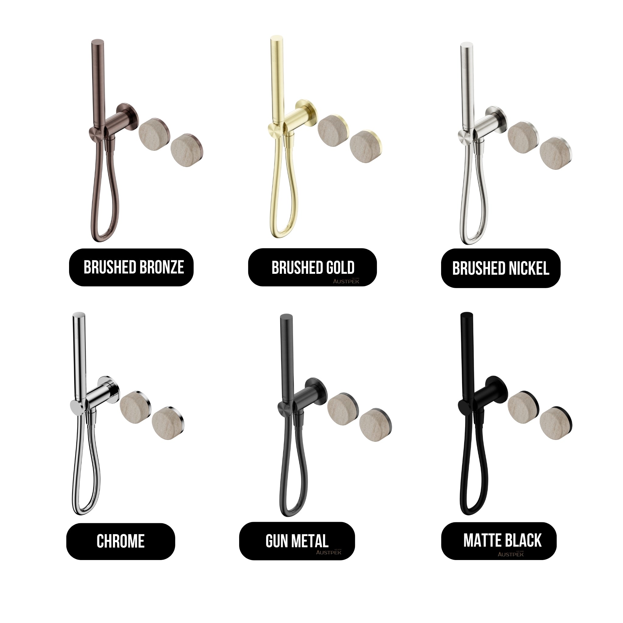 NERO SERENITY PROGRESSIVE SHOWER SYSTEM WITH ROME TRAVERTINE HANDLE AND SLIM SHOWER BRUSHED BRONZE