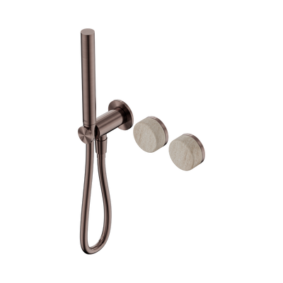 NERO SERENITY PROGRESSIVE SHOWER SYSTEM WITH ROME TRAVERTINE HANDLE AND SLIM SHOWER BRUSHED BRONZE