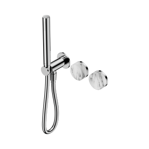 NERO SERENITY PROGRESSIVE SHOWER SYSTEM WITH ARABESCATO CORCHIA HANDLE AND SLIM SHOWER CHROME