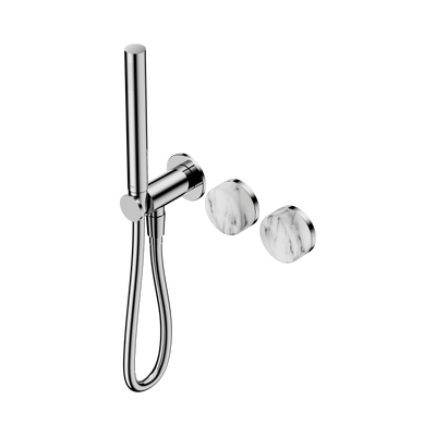 NERO SERENITY PROGRESSIVE SHOWER SYSTEM WITH ARABESCATO CORCHIA HANDLE AND SLIM SHOWER CHROME