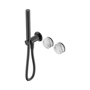 NERO SERENITY PROGRESSIVE SHOWER SYSTEM WITH ARABESCATO CORCHIA HANDLE AND SLIM SHOWER GUN METAL