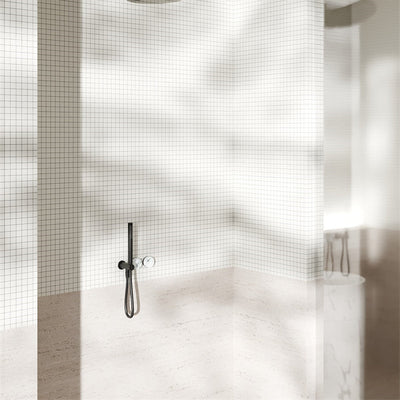 NERO SERENITY PROGRESSIVE SHOWER SYSTEM WITH ARABESCATO CORCHIA HANDLE AND SLIM SHOWER MATTE BLACK