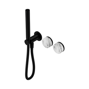 NERO SERENITY PROGRESSIVE SHOWER SYSTEM WITH ARABESCATO CORCHIA HANDLE AND SLIM SHOWER MATTE BLACK