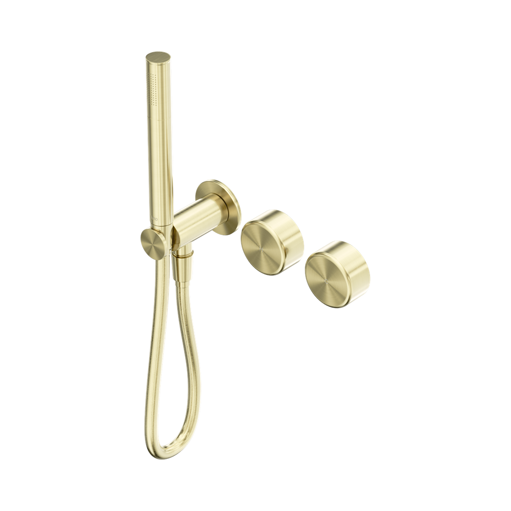 NERO SERENITY PROGRESSIVE SHOWER SYSTEM WITH METAL HANDLE AND SLIM SHOWER BRUSHED GOLD