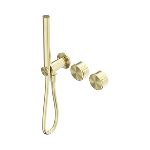 NERO SERENITY PROGRESSIVE SHOWER SYSTEM WITH METAL HANDLE AND SLIM SHOWER BRUSHED GOLD