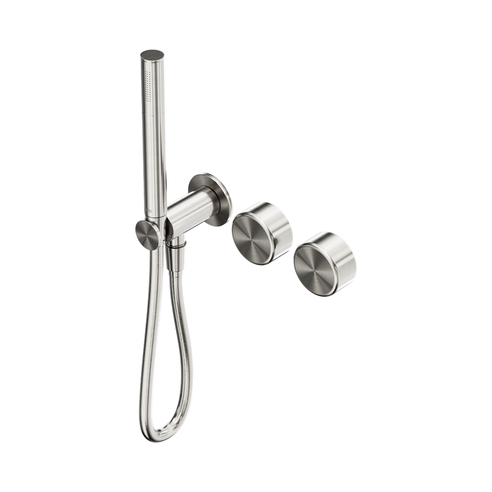 NERO SERENITY PROGRESSIVE SHOWER SYSTEM WITH METAL HANDLE AND SLIM SHOWER BRUSHED NICKEL