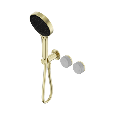 NERO SERENITY PROGRESSIVE SHOWER SYSTEM WITH CARRARA HANDLE AND SERENITY HAND SHOWER BRUSHED GOLD