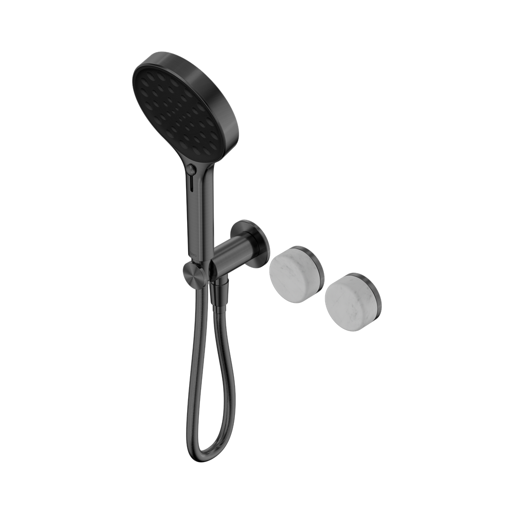 NERO SERENITY PROGRESSIVE SHOWER SYSTEM WITH CARRARA HANDLE AND SERENITY HAND SHOWER GUN METAL