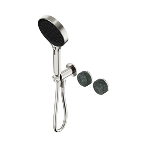 NERO SERENITY PROGRESSIVE SHOWER SYSTEM WITH VERDE ALPI HANDLE AND SERENITY HAND SHOWER BRUSHED NICKEL