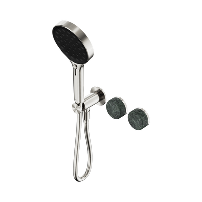 NERO SERENITY PROGRESSIVE SHOWER SYSTEM WITH VERDE ALPI HANDLE AND SERENITY HAND SHOWER BRUSHED NICKEL