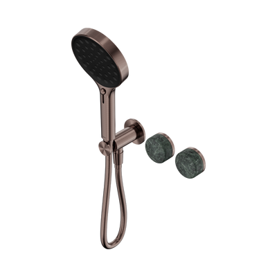 NERO SERENITY PROGRESSIVE SHOWER SYSTEM WITH VERDE ALPI HANDLE AND SERENITY HAND SHOWER BRUSHED BRONZE