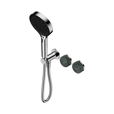 NERO SERENITY PROGRESSIVE SHOWER SYSTEM WITH VERDE ALPI HANDLE AND SERENITY HAND SHOWER CHROME