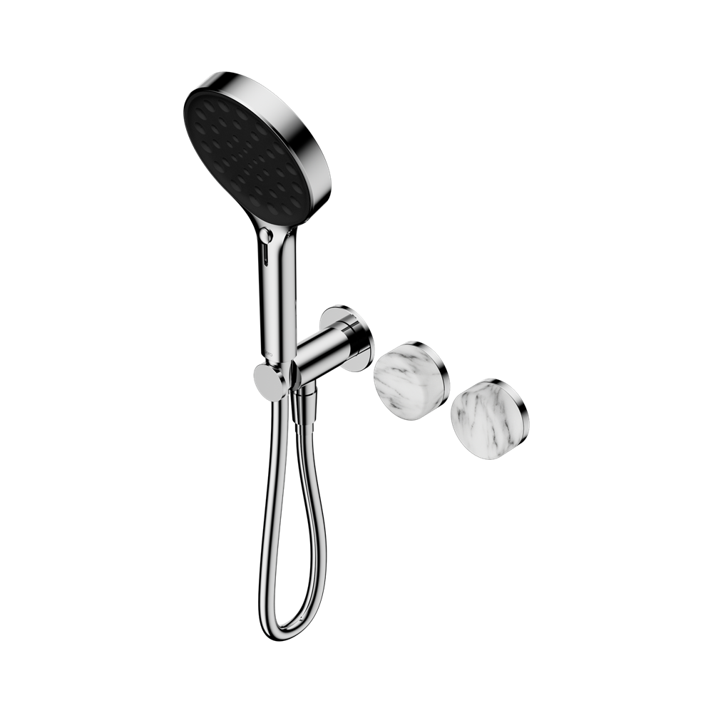 NERO SERENITY PROGRESSIVE SHOWER SYSTEM WITH ARABESCATO CORCHIA HANDLE AND SERENITY HAND SHOWER CHROME