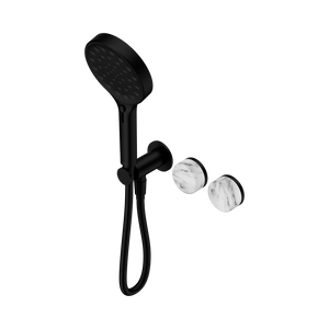 NERO SERENITY PROGRESSIVE SHOWER SYSTEM WITH ARABESCATO CORCHIA HANDLE AND SERENITY HAND SHOWER MATTE BLACK