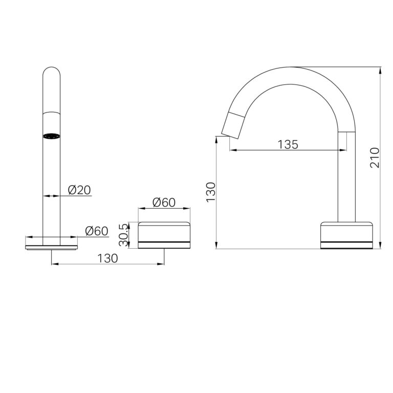 NERO SERENITY PROGRESSIVE BASIN MIXER ARC SPOUT WITH CARRARA HANDLE 210MM GUN METAL