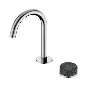 NERO SERENITY PROGRESSIVE BASIN MIXER ARC SPOUT WITH VERDE ALPI HANDLE 210MM CHROME