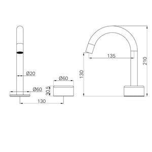NERO SERENITY PROGRESSIVE BASIN MIXER ARC SPOUT WITH METAL HANDLE 210MM GUN METAL