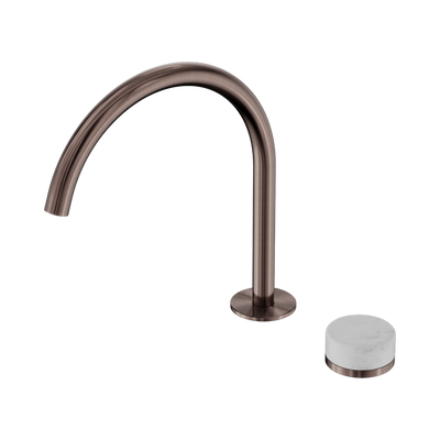 NERO SERENITY PROGRESSIVE BATH/KITCHEN MIXER ARC SPOUT WITH CARRARA HANDLE 260MM BRUSHED BRONZE