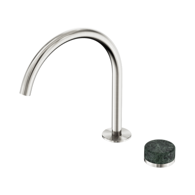 NERO SERENITY PROGRESSIVE BATH/KITCHEN MIXER ARC SPOUT WITH VERDE ALPI HANDLE 260MM BRUSHED NICKEL