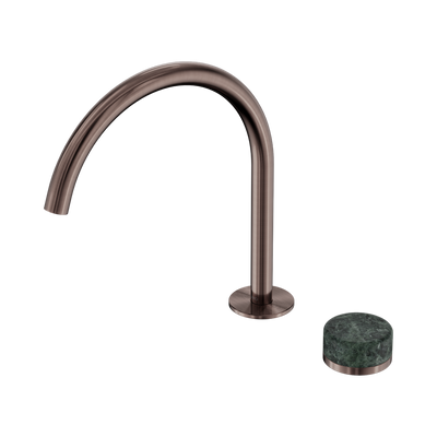 NERO SERENITY PROGRESSIVE BATH/KITCHEN MIXER ARC SPOUT WITH VERDE ALPI HANDLE 260MM BRUSHED BRONZE