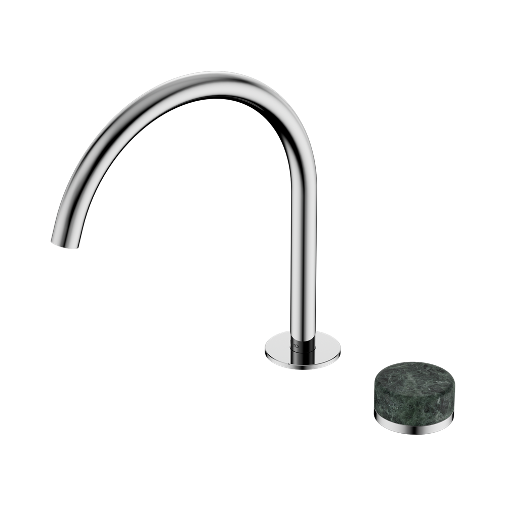 NERO SERENITY PROGRESSIVE BATH/KITCHEN MIXER ARC SPOUT WITH VERDE ALPI HANDLE 260MM CHROME