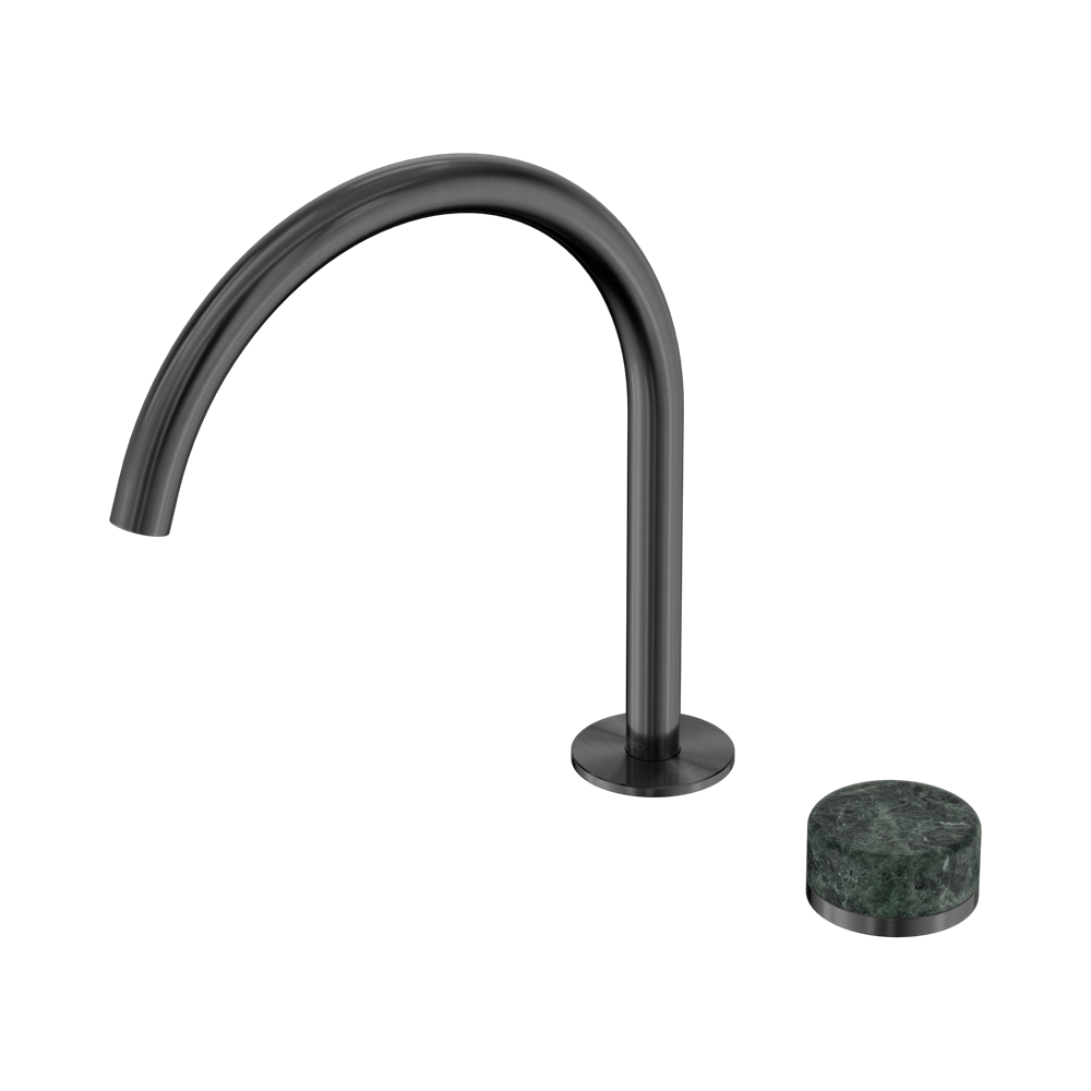 NERO SERENITY PROGRESSIVE BATH/KITCHEN MIXER ARC SPOUT WITH VERDE ALPI HANDLE 260MM GUN METAL