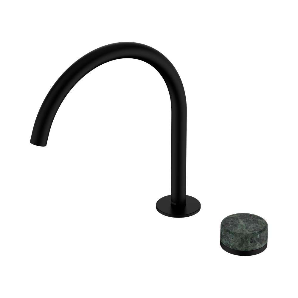 NERO SERENITY PROGRESSIVE BATH/KITCHEN MIXER ARC SPOUT WITH VERDE ALPI HANDLE 260MM MATTE BLACK