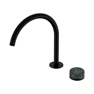 NERO SERENITY PROGRESSIVE BATH/KITCHEN MIXER ARC SPOUT WITH VERDE ALPI HANDLE 260MM MATTE BLACK