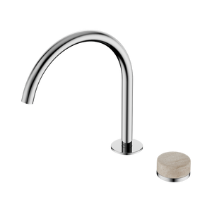 NERO SERENITY PROGRESSIVE BATH/KITCHEN MIXER ARC SPOUT WITH ROME TRAVERTINE HANDLE 260MM CHROME
