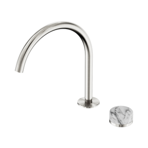 NERO SERENITY PROGRESSIVE BATH/KITCHEN MIXER ARC SPOUT WITH ARABESCATO CORCHIA HANDLE 260MM BRUSHED NICKEL