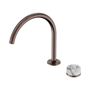 NERO SERENITY PROGRESSIVE BATH/KITCHEN MIXER ARC SPOUT WITH ARABESCATO CORCHIA HANDLE 260MM BRUSHED BRONZE