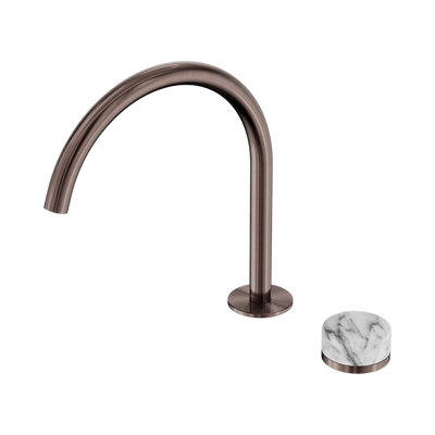 NERO SERENITY PROGRESSIVE BATH/KITCHEN MIXER ARC SPOUT WITH ARABESCATO CORCHIA HANDLE 260MM BRUSHED BRONZE