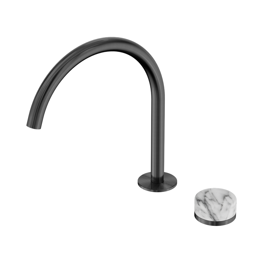 NERO SERENITY PROGRESSIVE BATH/KITCHEN MIXER ARC SPOUT WITH ARABESCATO CORCHIA HANDLE 260MM GUN METAL