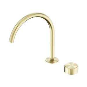 NERO SERENITY PROGRESSIVE BATH/KITCHEN MIXER ARC SPOUT WITH METAL HANDLE 260MM BRUSHED GOLD