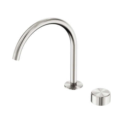 NERO SERENITY PROGRESSIVE BATH/KITCHEN MIXER ARC SPOUT WITH METAL HANDLE 260MM BRUSHED NICKEL