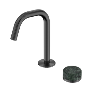 NERO SERENITY PROGRESSIVE BASIN MIXER EDGE SPOUT WITH VERDE ALPI HANDLE 210MM GUN METAL