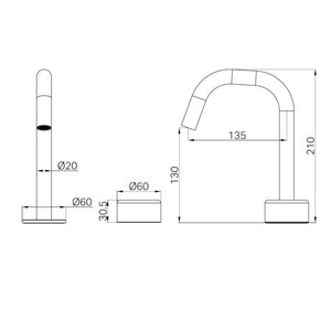 NERO SERENITY PROGRESSIVE BASIN MIXER EDGE SPOUT WITH METAL HANDLE 210MM MATTE BLACK