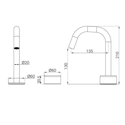 NERO SERENITY PROGRESSIVE BASIN MIXER EDGE SPOUT WITH METAL HANDLE 210MM MATTE BLACK